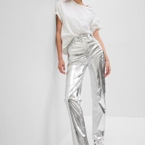 Gap Vegan Leather High Rise Straight Pants 10 Petite